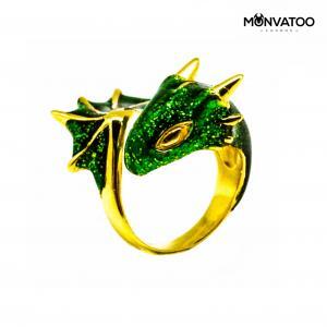 Gold Emerald Dragon Ring