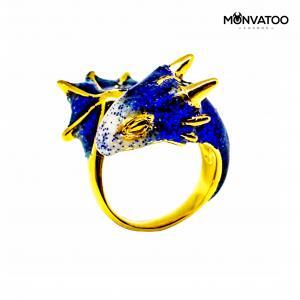 Gold Sapphire Dragon Ring