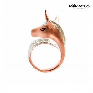 Rosy Silver Unicorn Ring