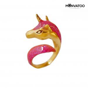 Twinkle Pink Unicorn Ring in left side view