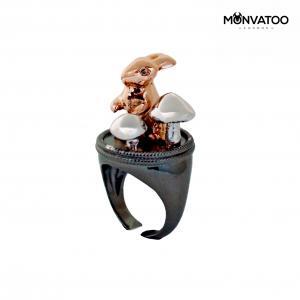Black Ruthenium Wild Rabbit Ring