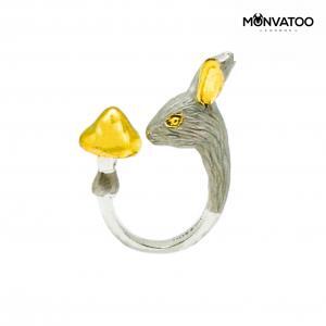 Gold Rhodium Rabbit Ring