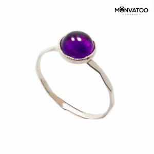 Silver Amethyst Knuckle Ring