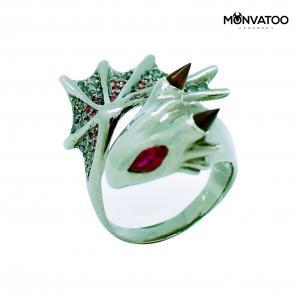 Blood Diamond Dragon Vermeil Ring