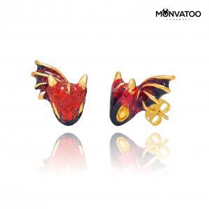 Scarlet Dragon Stud Earrings