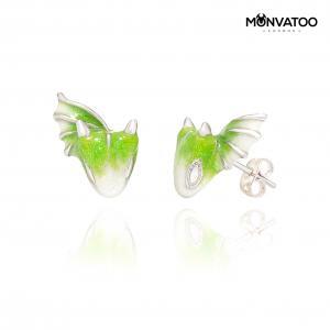 Silver Peridot Dragon Stud Earrings