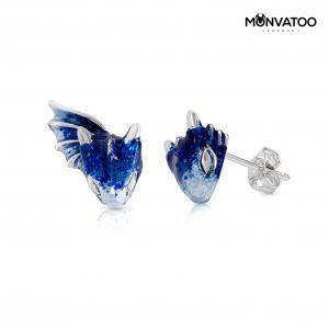 Silver Sapphire Dragon Stud Earrings