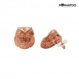 Rose Gold Owl Earrings