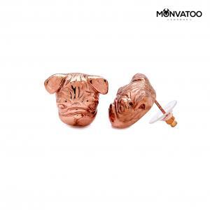 Rose Gold Pug Earrings