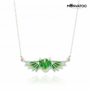 Silver Emerald Dragon Necklace