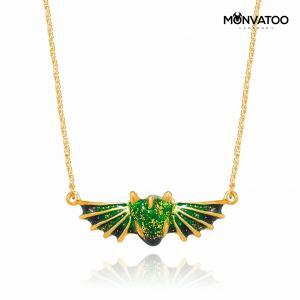 Gold Emerald Dragon Necklace