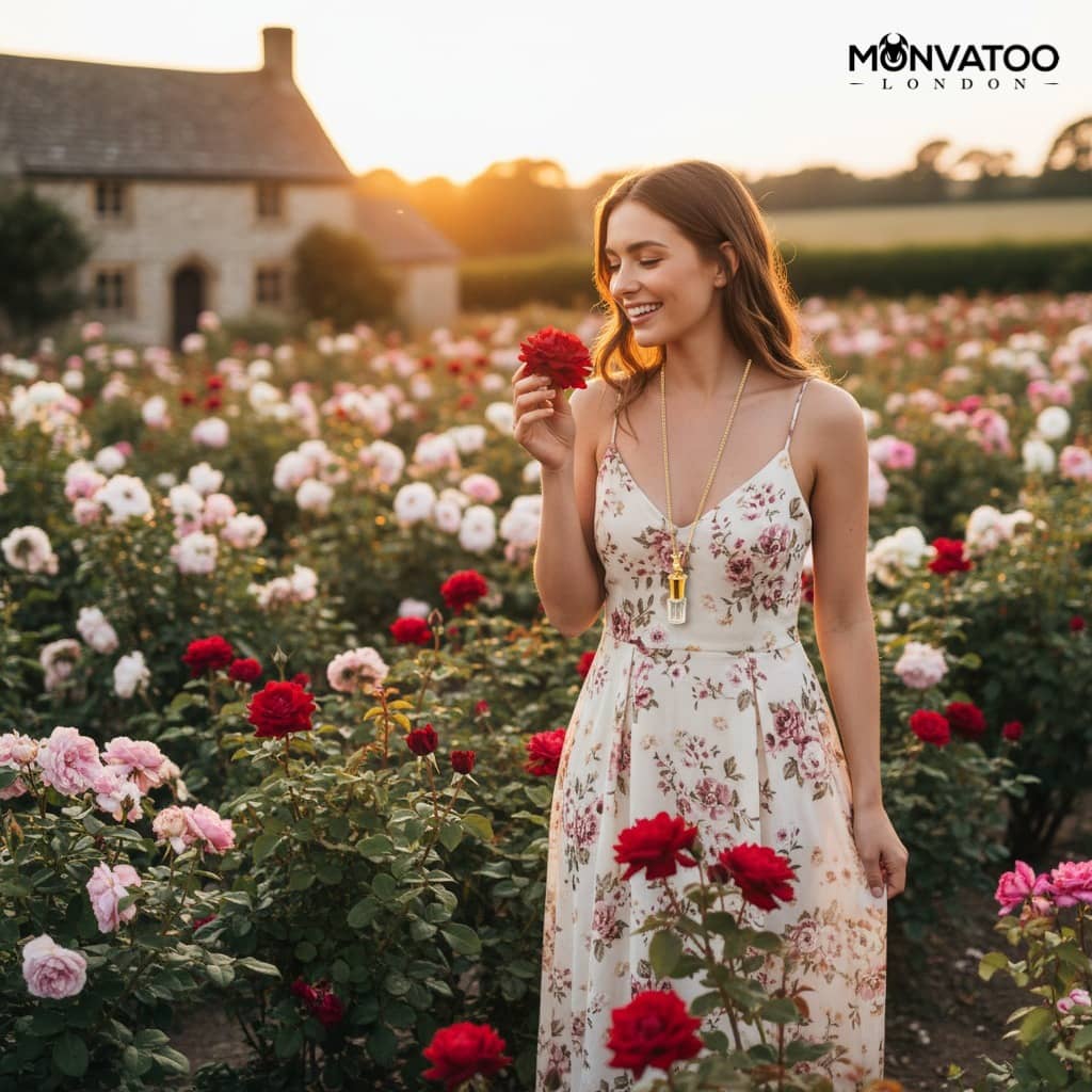 Fantasy perfume necklace blending citronellol geranium and rose