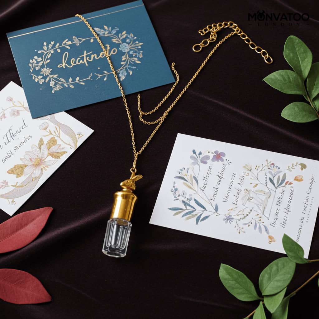 Rose and jasmine perfume travel bottle in luxury packaging