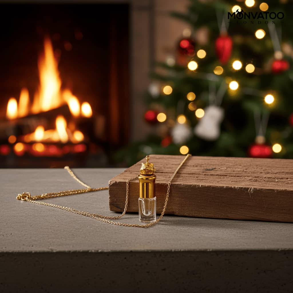 Perfume necklace inspired by quiet strength and inner fire