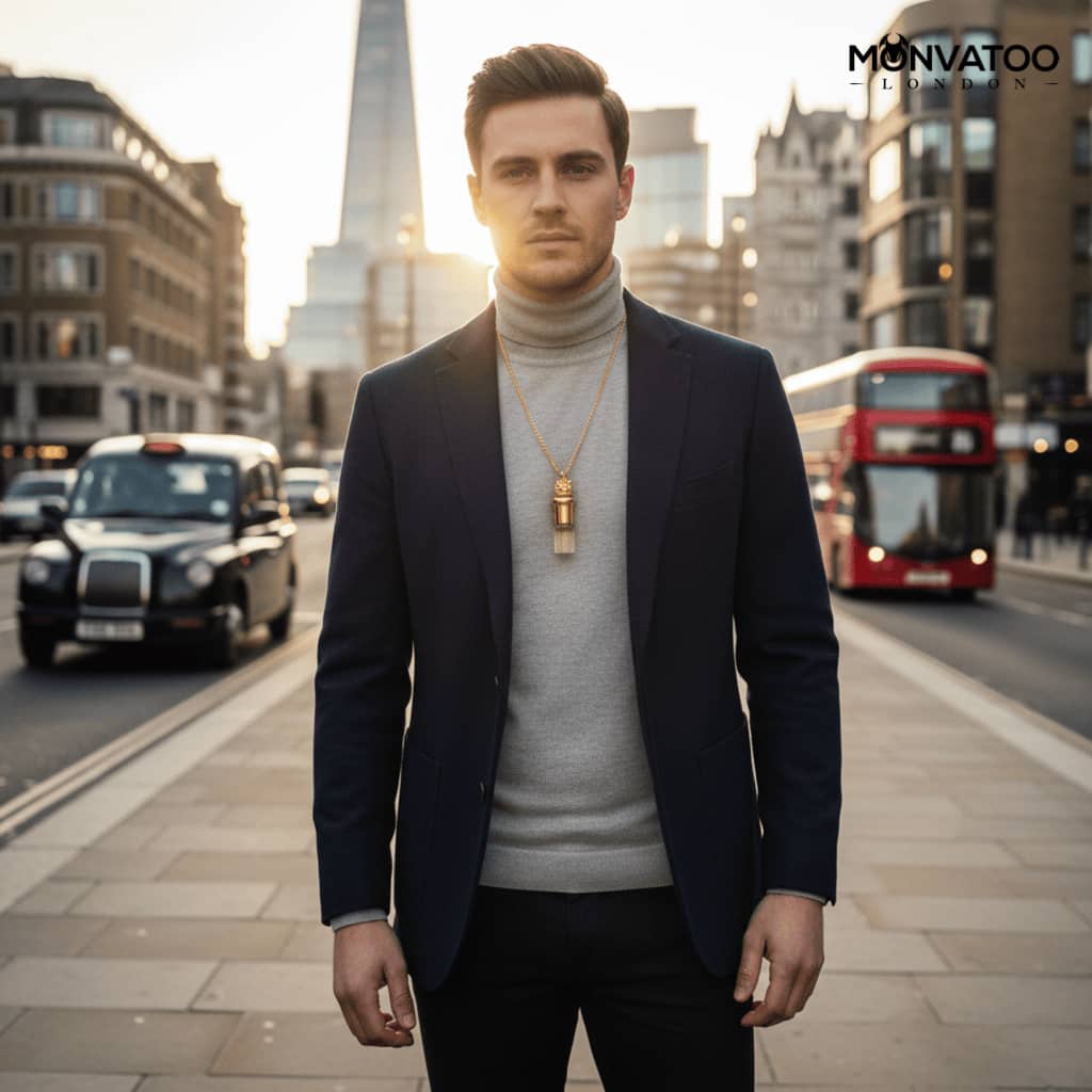 MONVATOO London perfume necklace with fantasy talisman design