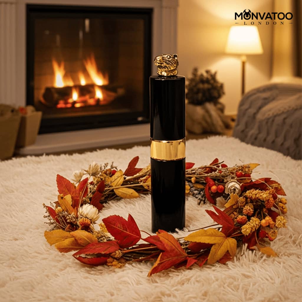 Lord Baldor perfume bottle radiating golden warmth and mystery