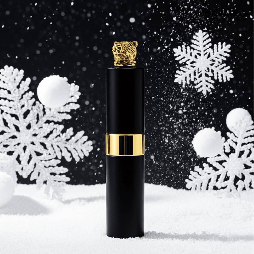 Lord Baldor perfume travel spray glowing in frosted light