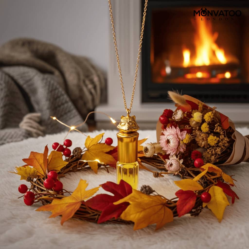 Amber-glowing extrait de parfum necklace for men and women