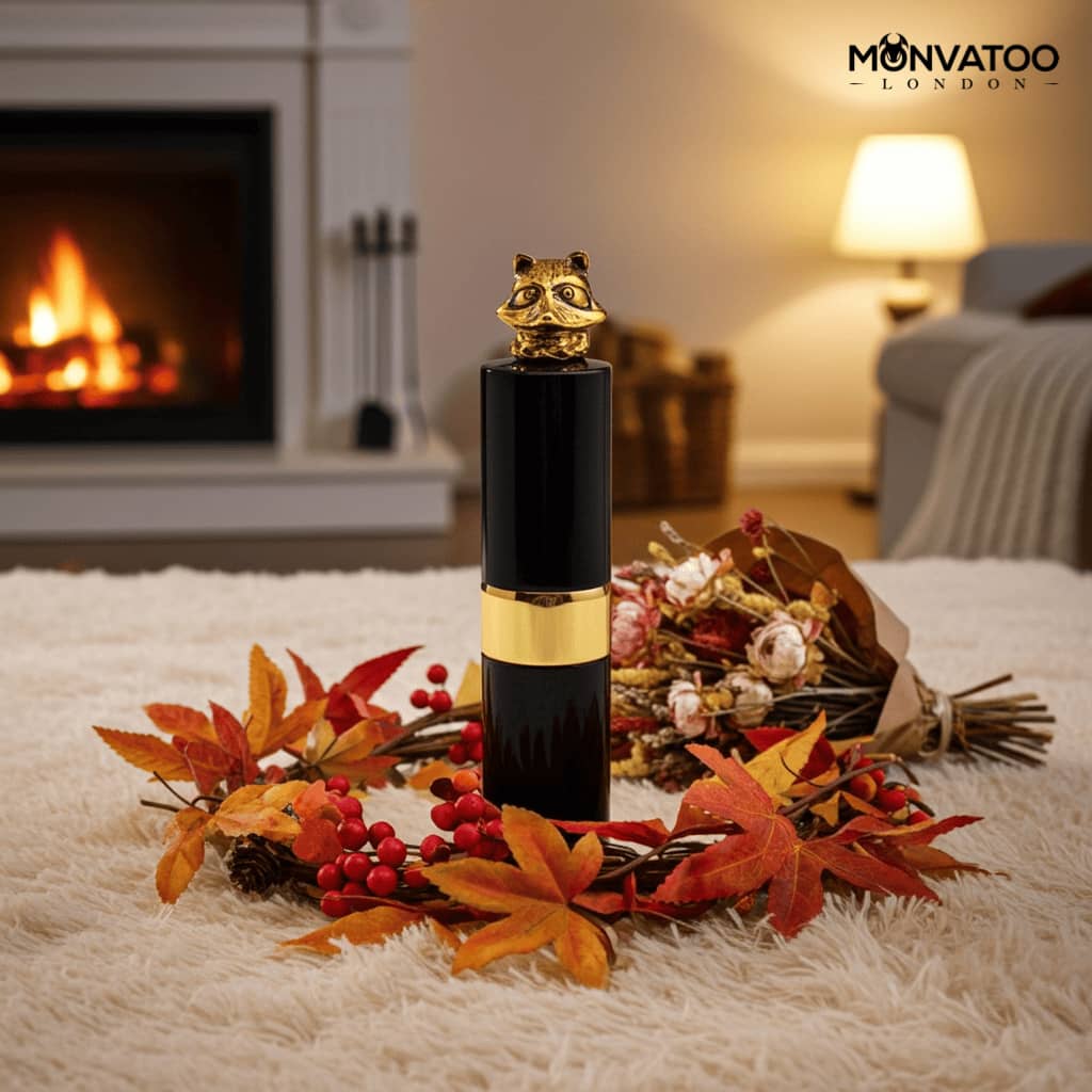 Golden perfume bottle reflecting sensual sophistication