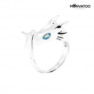 Moonstone Silver Dragon Ring