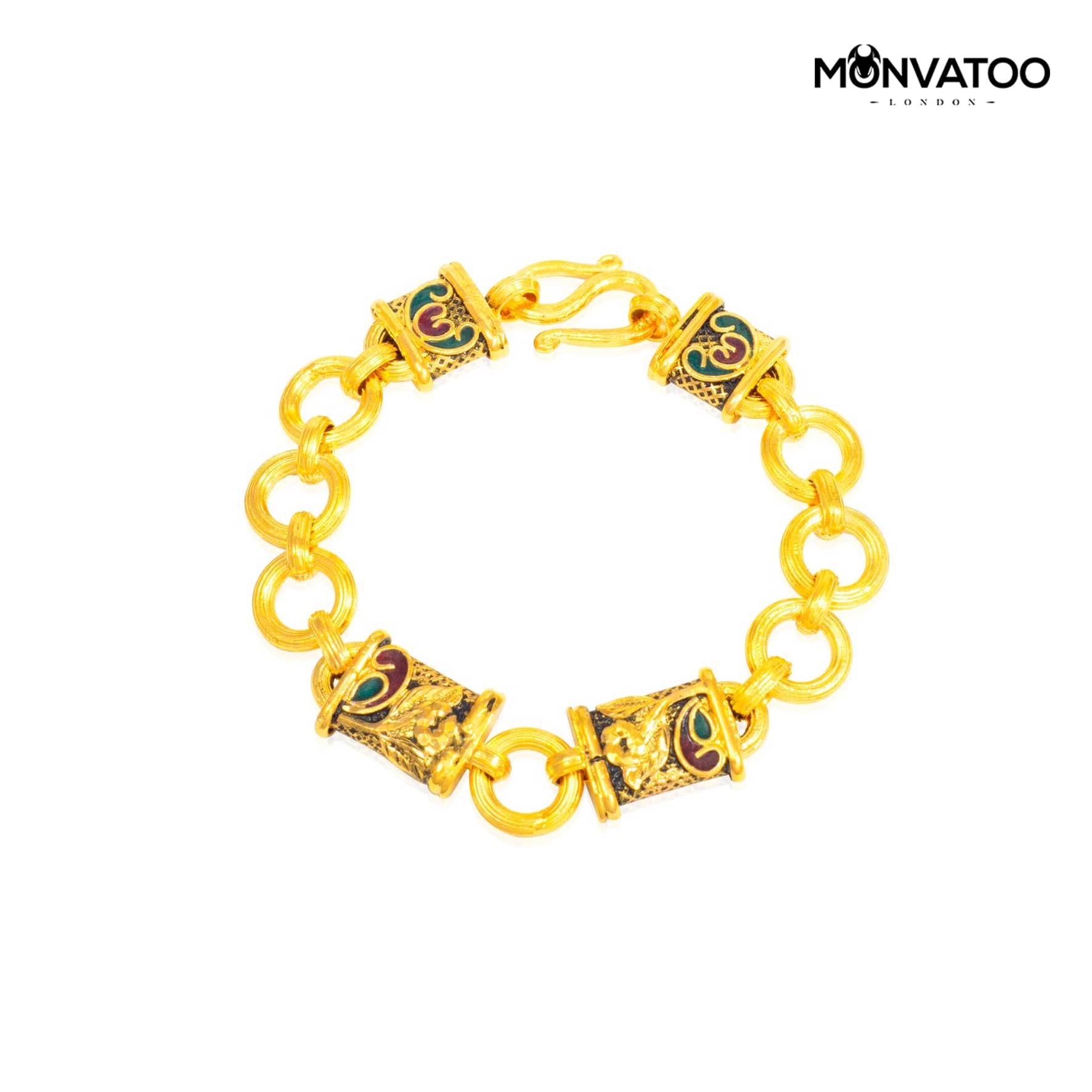 Golden Forget-Me-Not Padlock Chain Bracelet by MONVATOO London